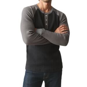 NWOT American Giant Men’s Colorblock Waffle Long Sleeve Henley Shirt Size Large